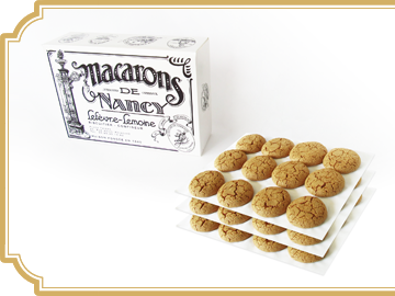 Nos boîtes de trois douzaines de Macarons de Nancy.